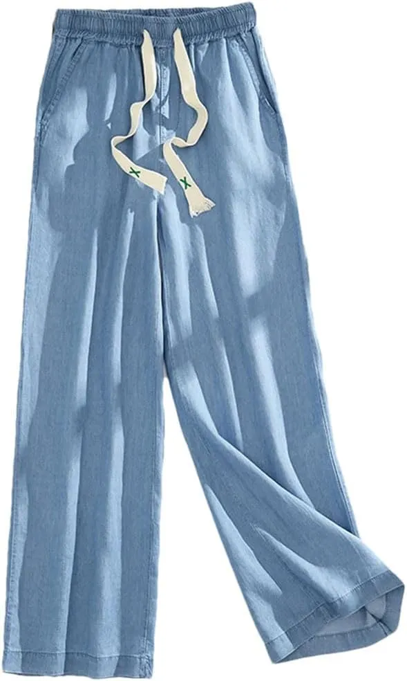 Light Blue Thin Soft Jeans Women Summer Korean Loose Casual High Waist Straight Wide Leg Pants