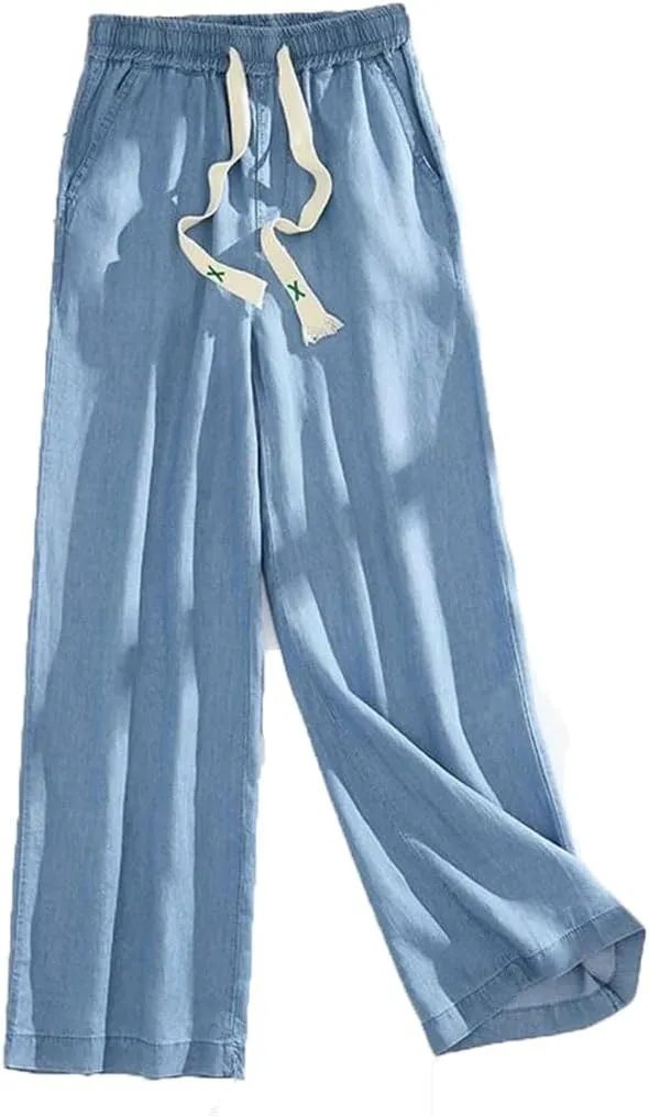Light Blue Thin Soft Jeans Women Summer Korean Loose Casual High Waist Straight Wide Leg Pants