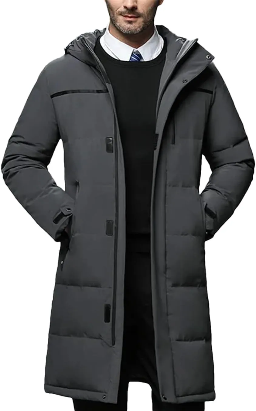 Men Long Duck Down Coats Winter Hooded Casual Down Jackets Male Outdoor Windproof Warm Jackets
