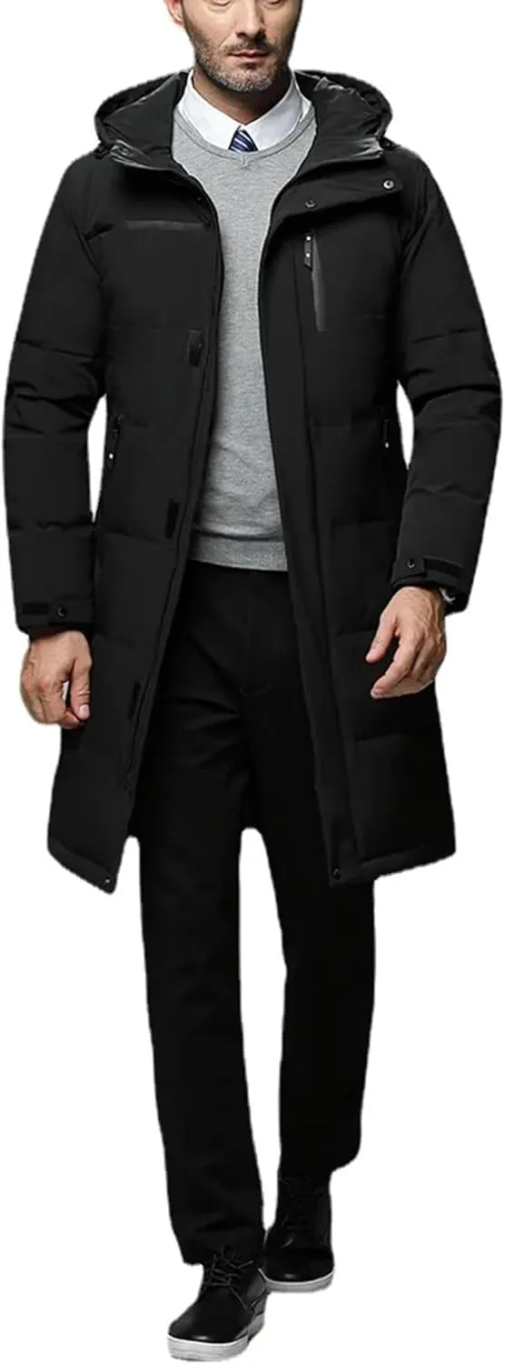 Men Long Duck Down Coats Winter Hooded Casual Down Jackets Male Outdoor Windproof Warm Jackets