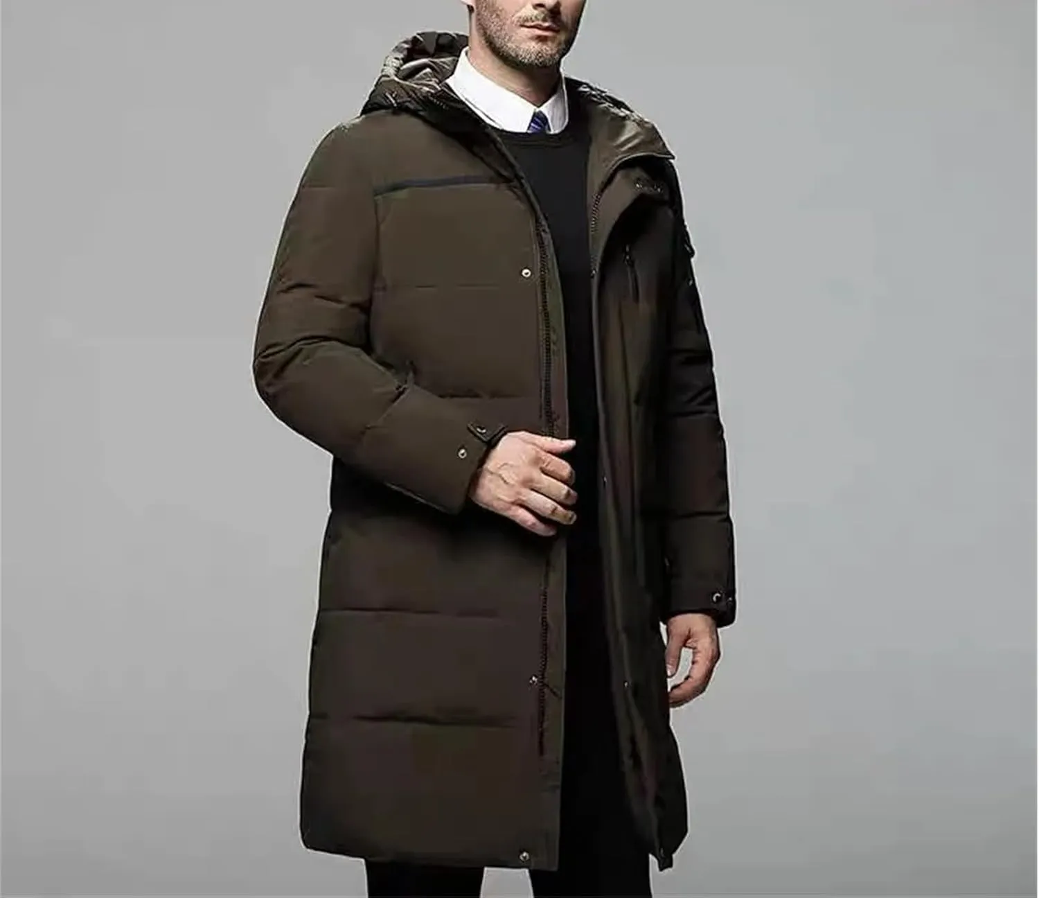 Men Long Duck Down Coats Winter Hooded Casual Down Jackets Male Outdoor Windproof Warm Jackets