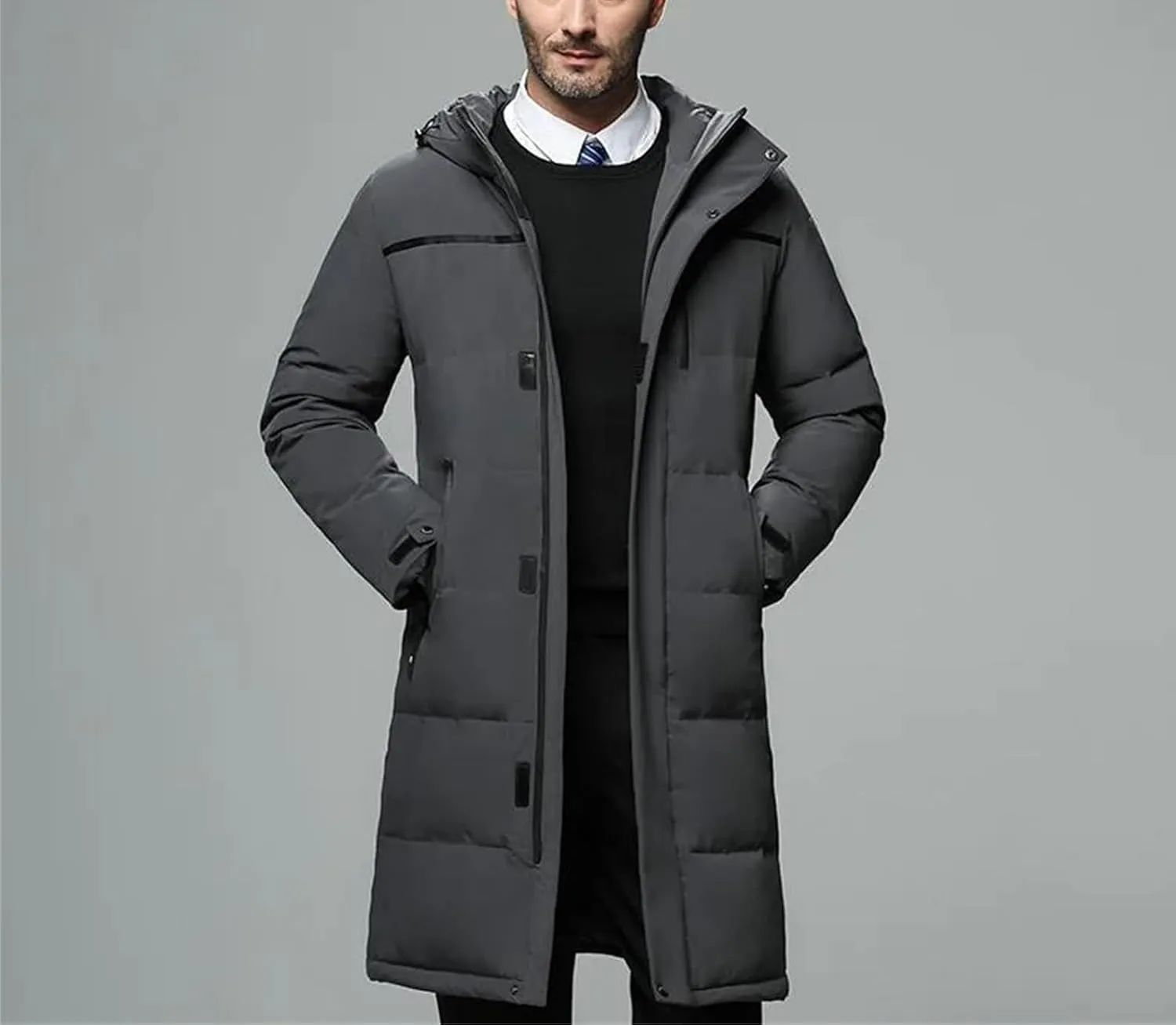 Men Long Duck Down Coats Winter Hooded Casual Down Jackets Male Outdoor Windproof Warm Jackets