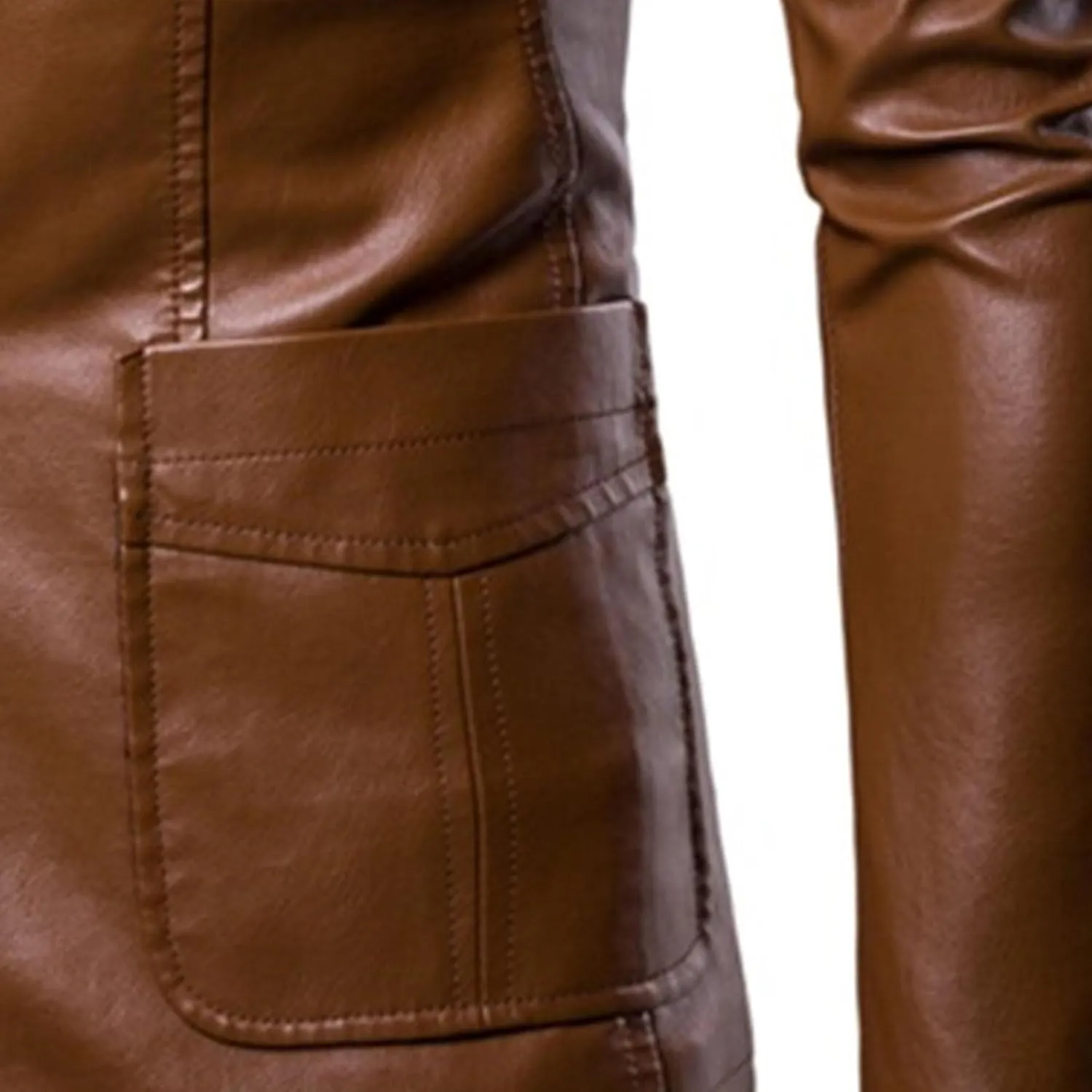 Mens 2 Button Leather Blazer Jacket Faux Leather Sport Suit Coat Regular Fit Lined Business PU Jackets