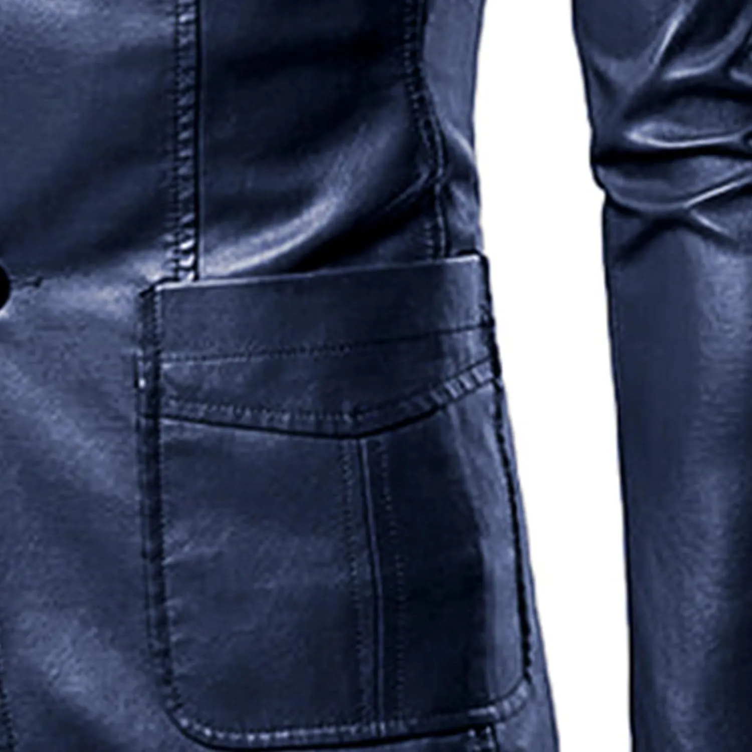 Mens 2 Button Leather Blazer Jacket Faux Leather Sport Suit Coat Regular Fit Lined Business PU Jackets