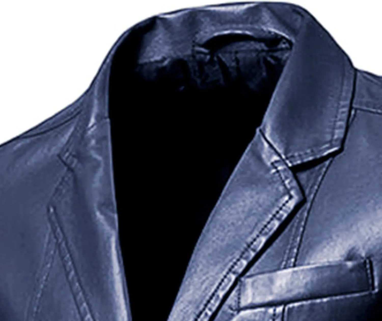 Mens 2 Button Leather Blazer Jacket Faux Leather Sport Suit Coat Regular Fit Lined Business PU Jackets