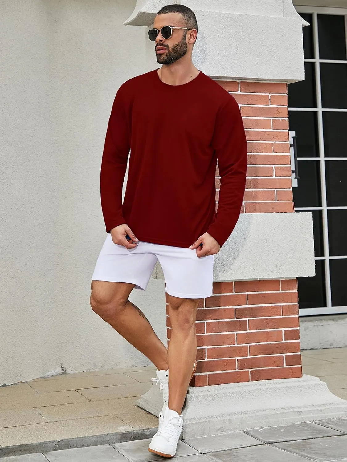 Mens Active Athletic T-Shirts Quick Dry Crew Neck Tees Fishing Hiking Long Sleeve Shirt Multipack