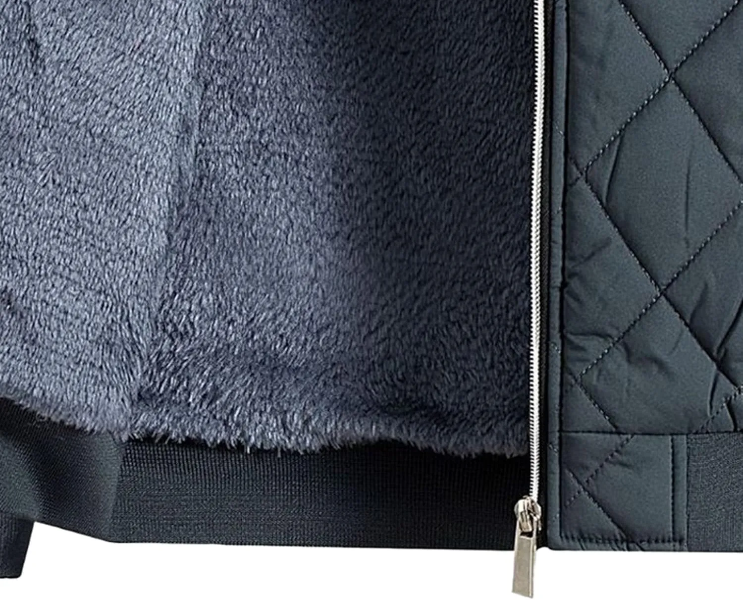 Men's Diamond Bomber Jackets Fleece-Lined Winter Coats Full Zip Insulated Quilted Jacket Warm Padded Cotton Coat