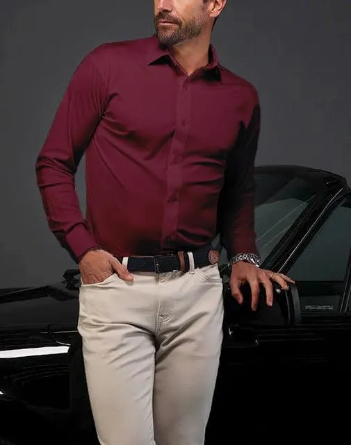 Mens Dress Shirts Stretch Slim Fit Long Sleeve Dress Shirts for Men Casual Business Regualr Fit Button Down Shirt