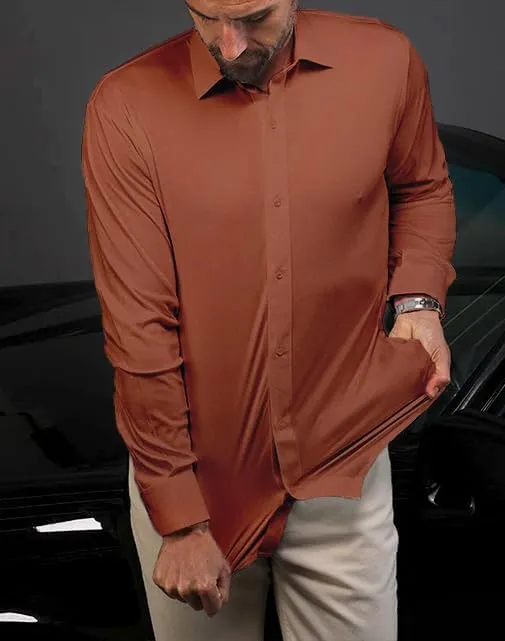 Mens Dress Shirts Stretch Slim Fit Long Sleeve Dress Shirts for Men Casual Business Regualr Fit Button Down Shirt