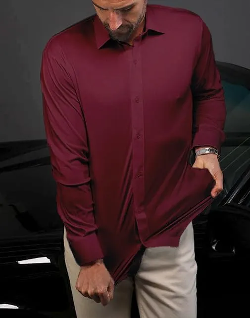 Mens Dress Shirts Stretch Slim Fit Long Sleeve Dress Shirts for Men Casual Business Regualr Fit Button Down Shirt