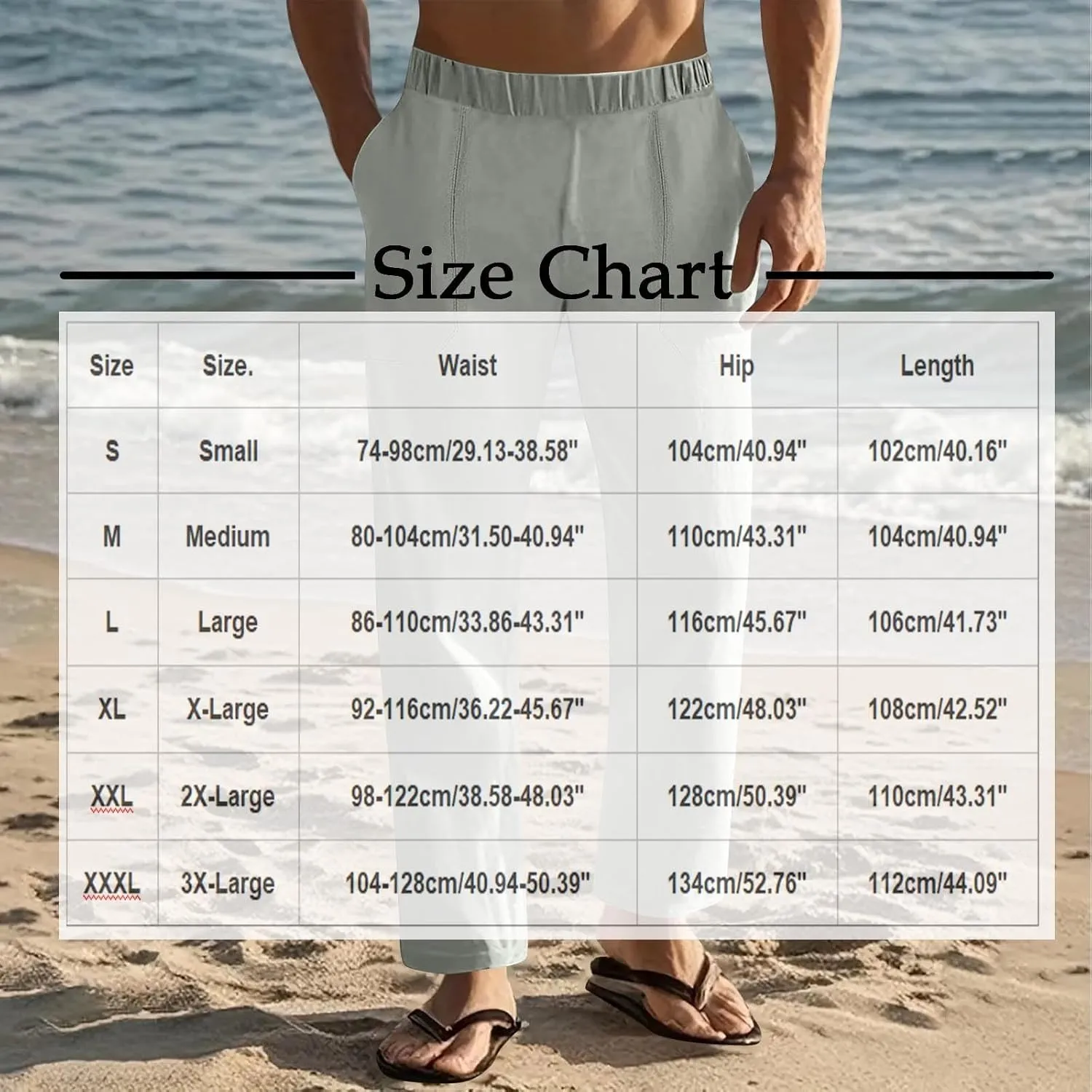 Mens Linen Pants with Drawstring Waist Comfortable Summer Casual Pants for Men Beachwear Relaxed Fit