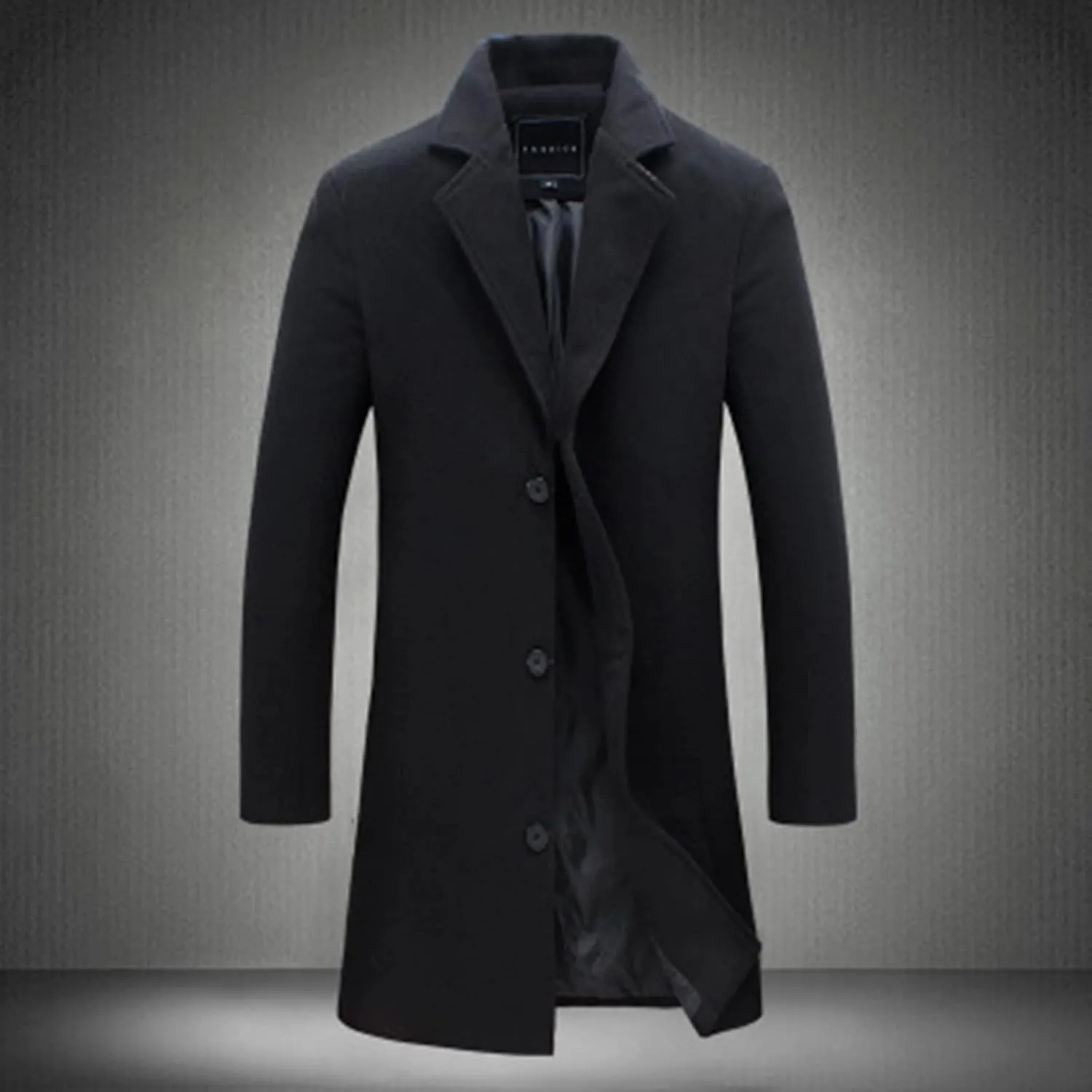 Men's Long Trench Coat Notched Collared Button Down Pea Coat Fall Winter Windproof Windbreaker Jackets Trendy Outfits