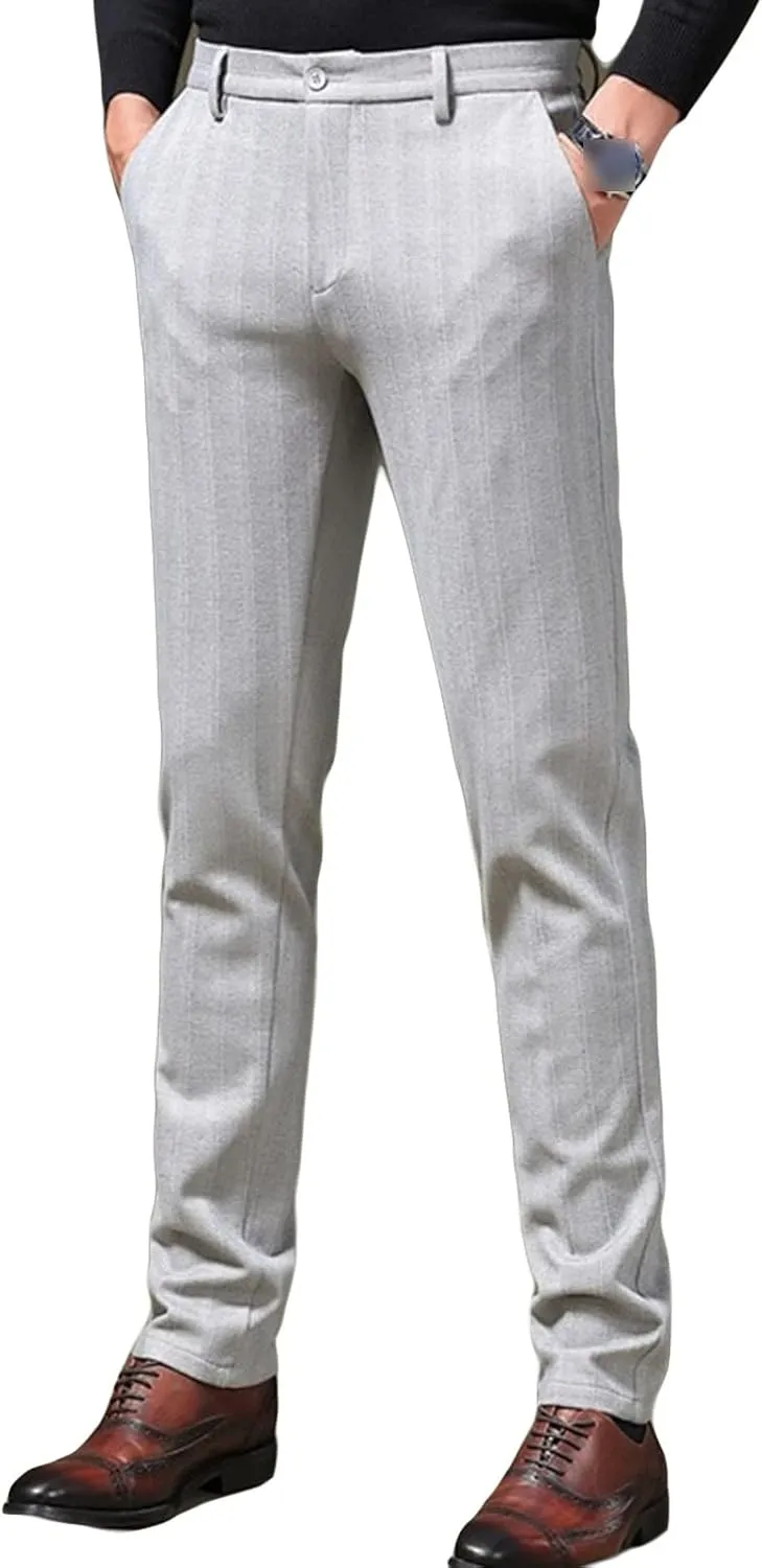 Men'S Regular Fit Linen Suit Pant Slim Fit Stretch Dress Pant Loose Flat Front Dress Pant Chino Pant (30,Light Grey), Light Grey, 30