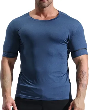 Mens Short Sleeve T-Shirt Fitness Tops,Men's Workout Gym Tees Quick Dry Running Training Shirts