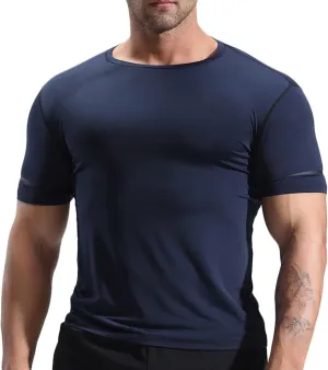 Mens Short Sleeve T-Shirt Fitness Tops,Men's Workout Gym Tees Quick Dry Running Training Shirts