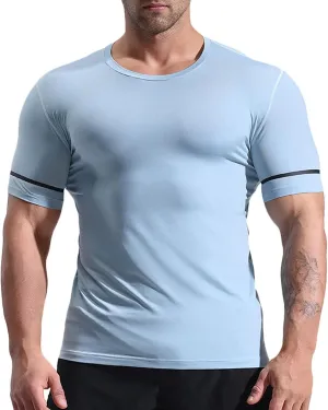 Mens Short Sleeve T-Shirt Fitness Tops,Men's Workout Gym Tees Quick Dry Running Training Shirts