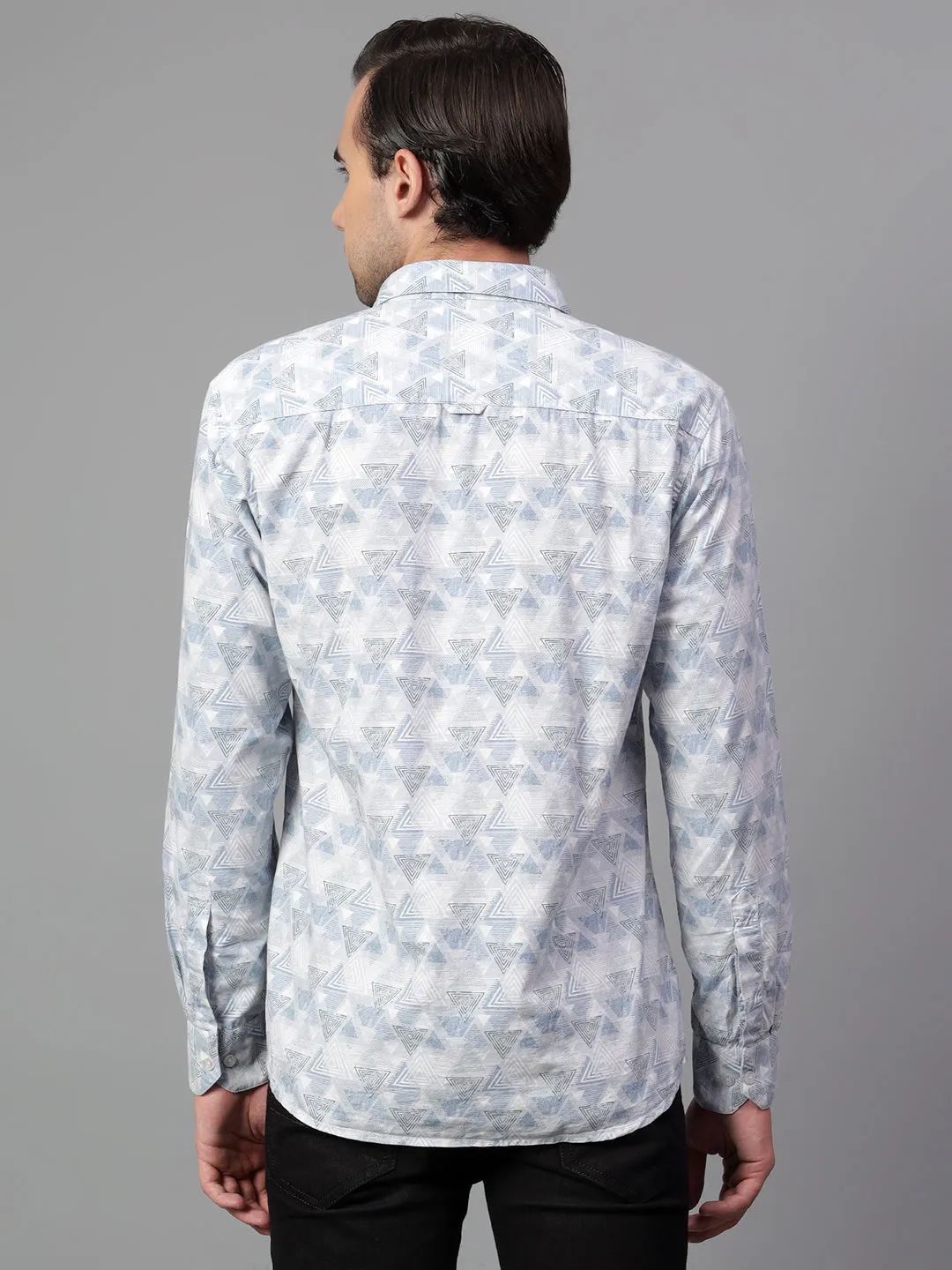 Men's Sky Blue Printed Full Sleeve Casual Shirt