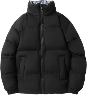 Men's Winter Standing Collar Cotton-Padded Jacket Double-Sided Thicken Couple Jackets Windproof Thermal Coats