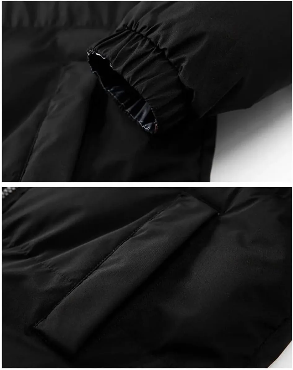 Men's Winter Standing Collar Cotton-Padded Jacket Double-Sided Thicken Couple Jackets Windproof Thermal Coats