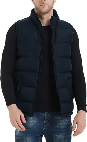 Mywu Mens Spring Fall Vest Puffer Lightweight Stand Collar Quilted Sleeveless Jackets