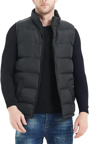 Mywu Mens Spring Fall Vest Puffer Lightweight Stand Collar Quilted Sleeveless Jackets