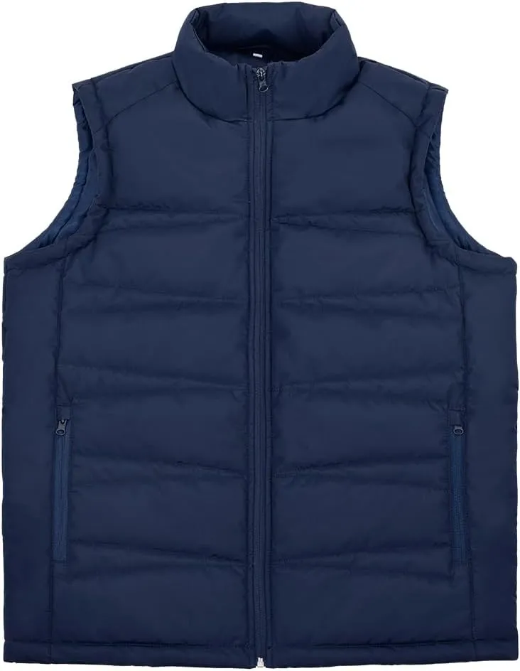 Mywu Mens Spring Fall Vest Puffer Lightweight Stand Collar Quilted Sleeveless Jackets