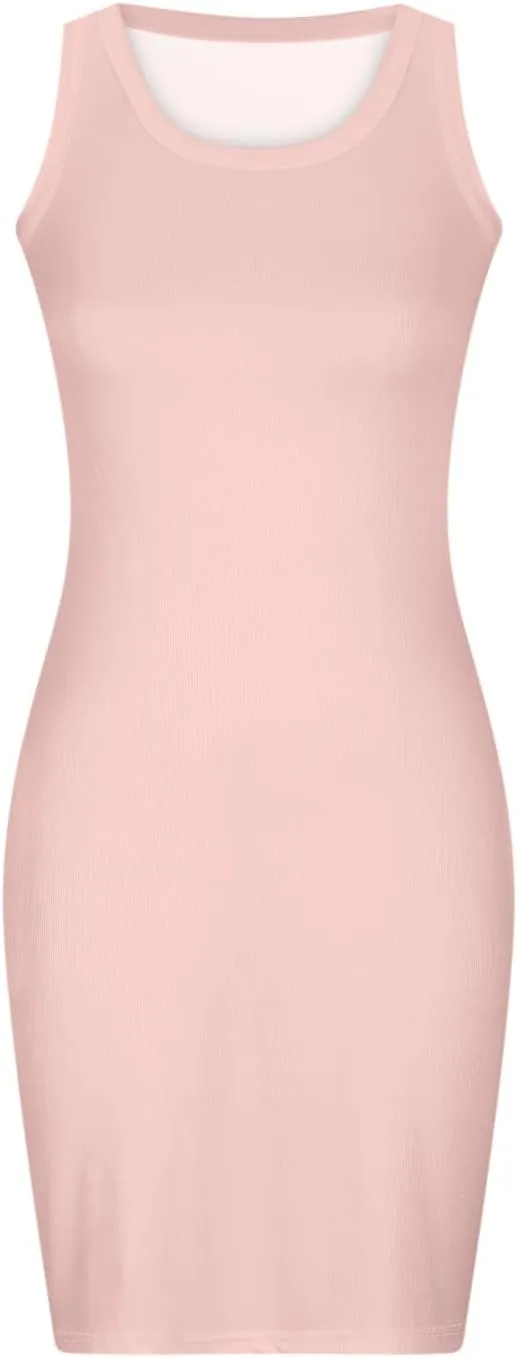 Palace Lock Casual Dresses for Women Simple Solid Sleeveless Mini Dress Summer Loose Fit Sundress with Pockets
