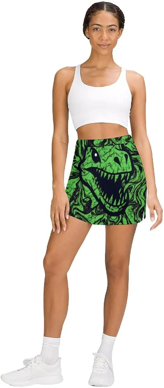 Pirate Pattern Women's Athletic Skirts Light Proof A-line Trouser Skirt with Shorts Pockets