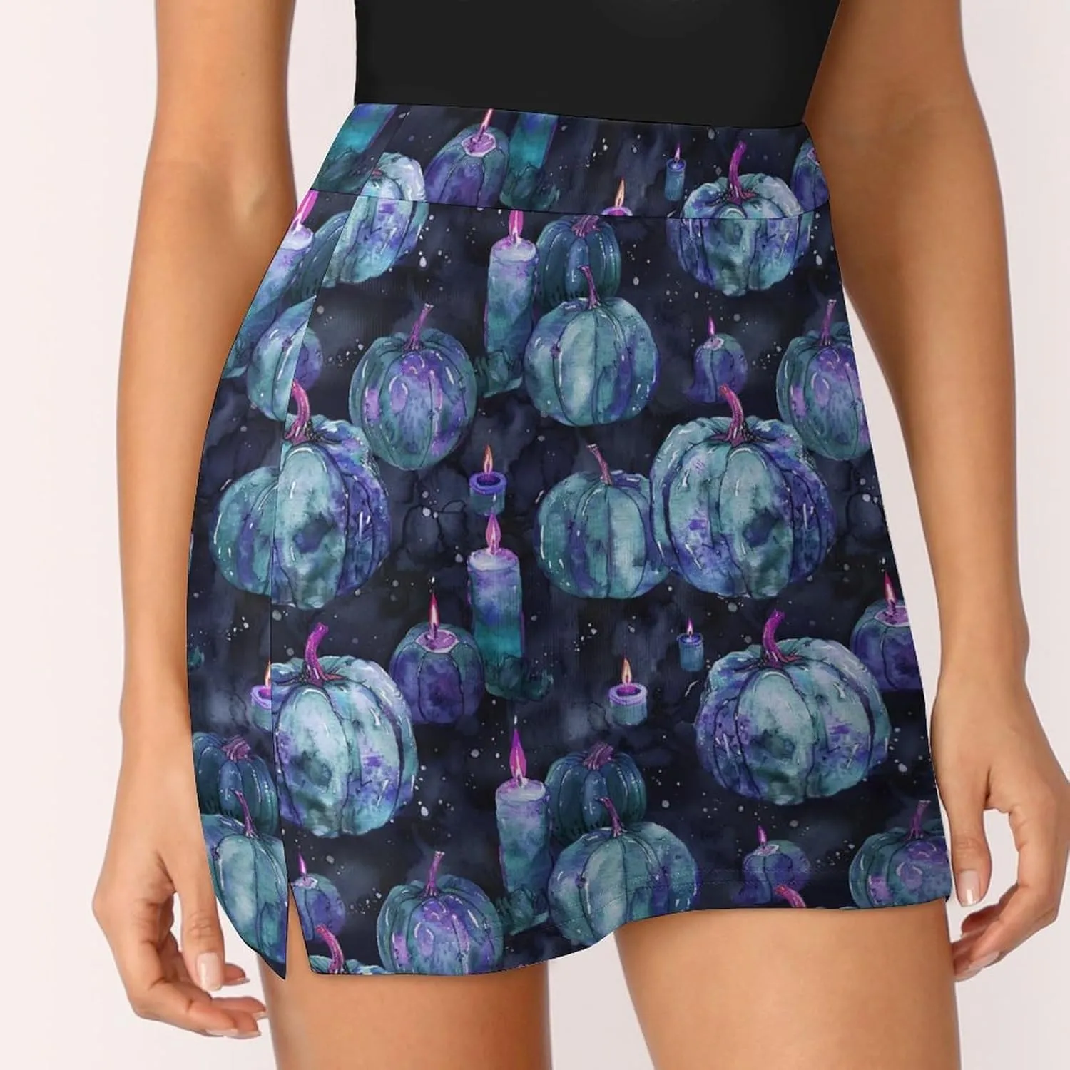 Pirate Pattern Women's Athletic Skirts Light Proof A-line Trouser Skirt with Shorts Pockets