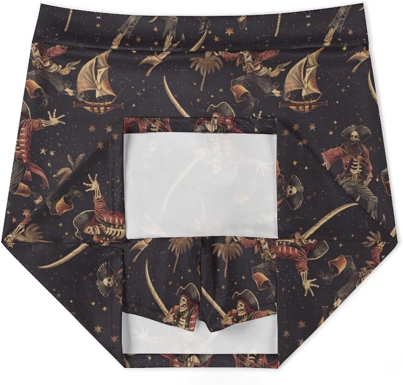 Pirate Pattern Women's Athletic Skirts Light Proof A-line Trouser Skirt with Shorts Pockets