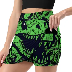 Pirate Pattern Women's Athletic Skirts Light Proof A-line Trouser Skirt with Shorts Pockets