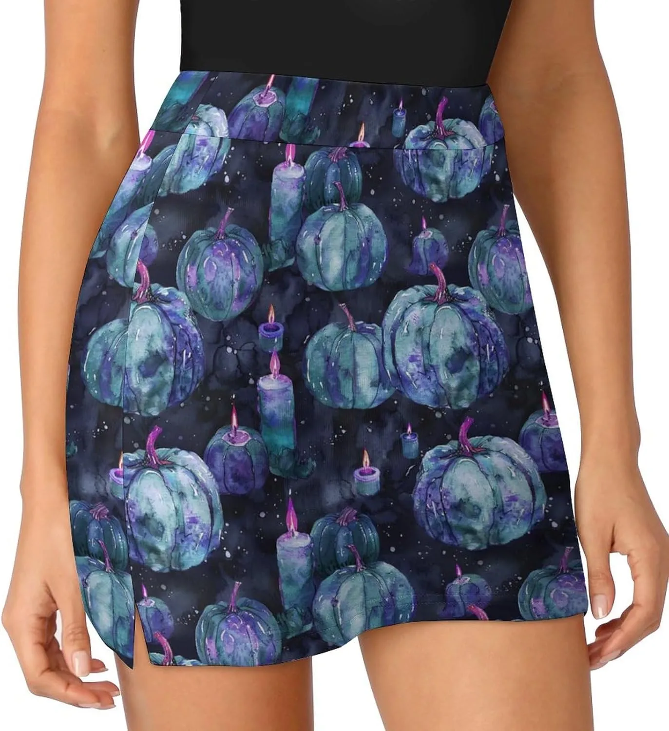 Pirate Pattern Women's Athletic Skirts Light Proof A-line Trouser Skirt with Shorts Pockets