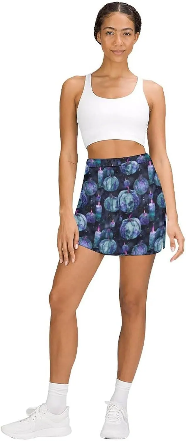 Pirate Pattern Women's Athletic Skirts Light Proof A-line Trouser Skirt with Shorts Pockets