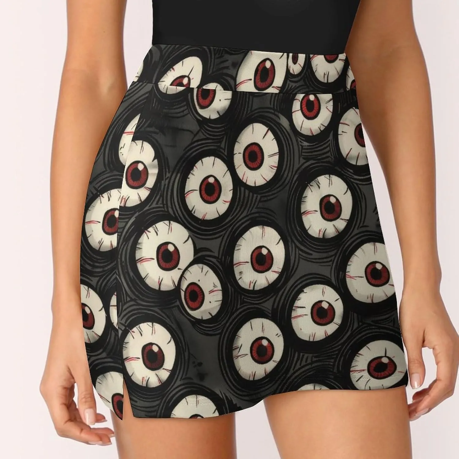 Red Christmas Pattern Women's Athletic Skirts Light Proof A-line Trouser Skirt with Shorts Pockets
