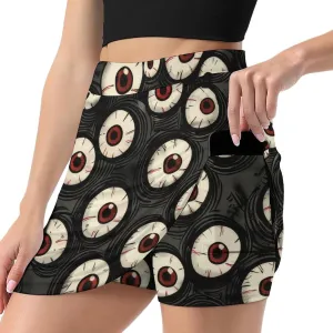 Red Christmas Pattern Women's Athletic Skirts Light Proof A-line Trouser Skirt with Shorts Pockets