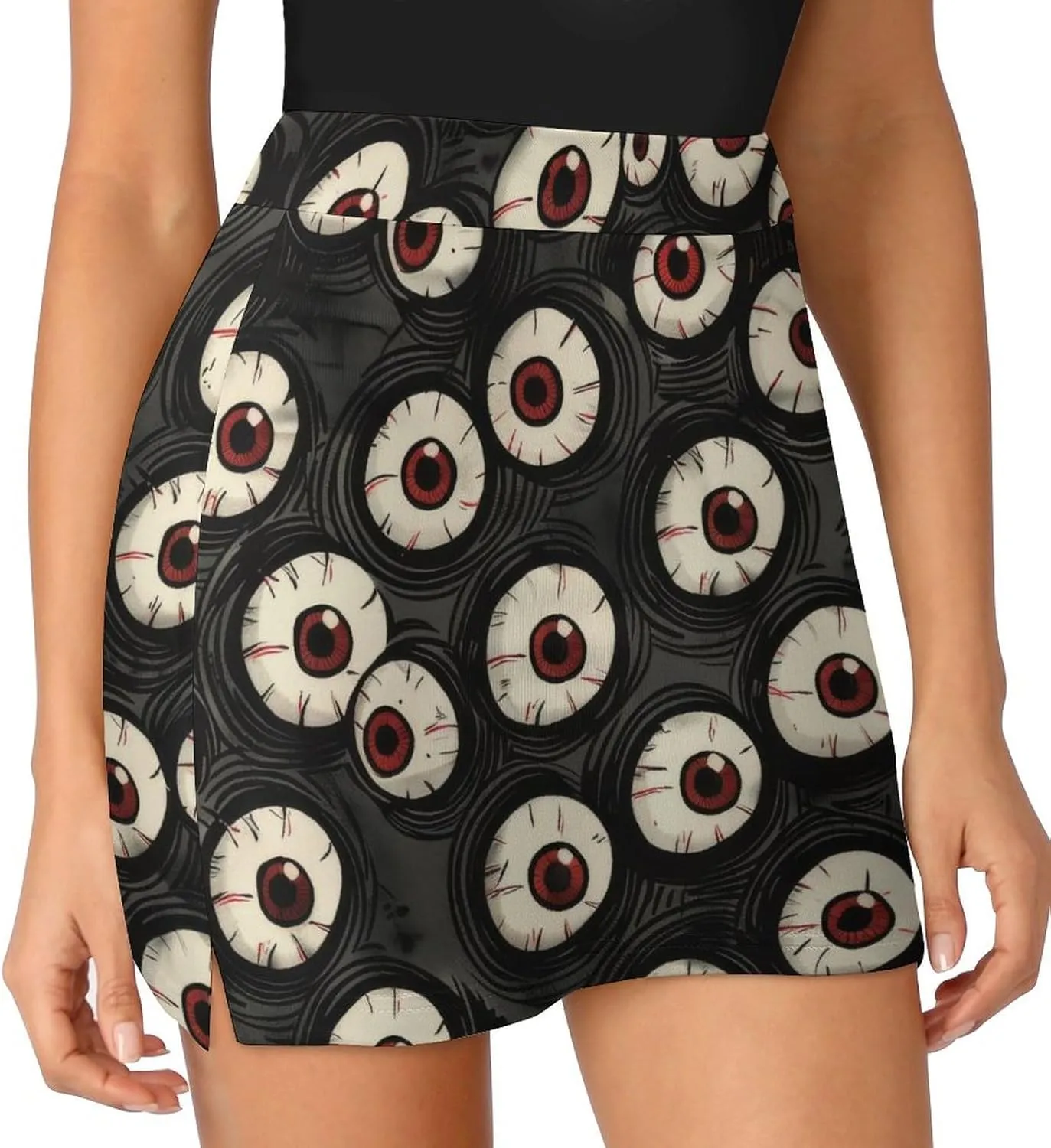 Red Christmas Pattern Women's Athletic Skirts Light Proof A-line Trouser Skirt with Shorts Pockets