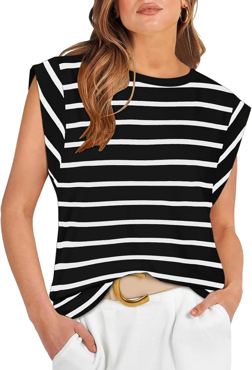 REORIA Womens Summer Cap Sleeve Cotton Tank Tops 2025 Fashion Outfits Loose Fit Dressy Basic Tees Shirts