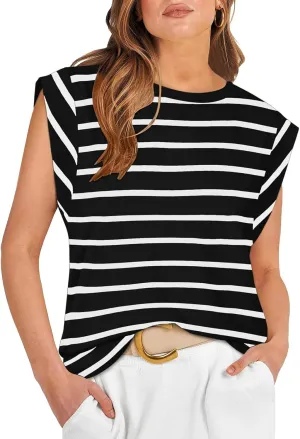 REORIA Womens Summer Cap Sleeve Cotton Tank Tops 2025 Fashion Outfits Loose Fit Dressy Basic Tees Shirts