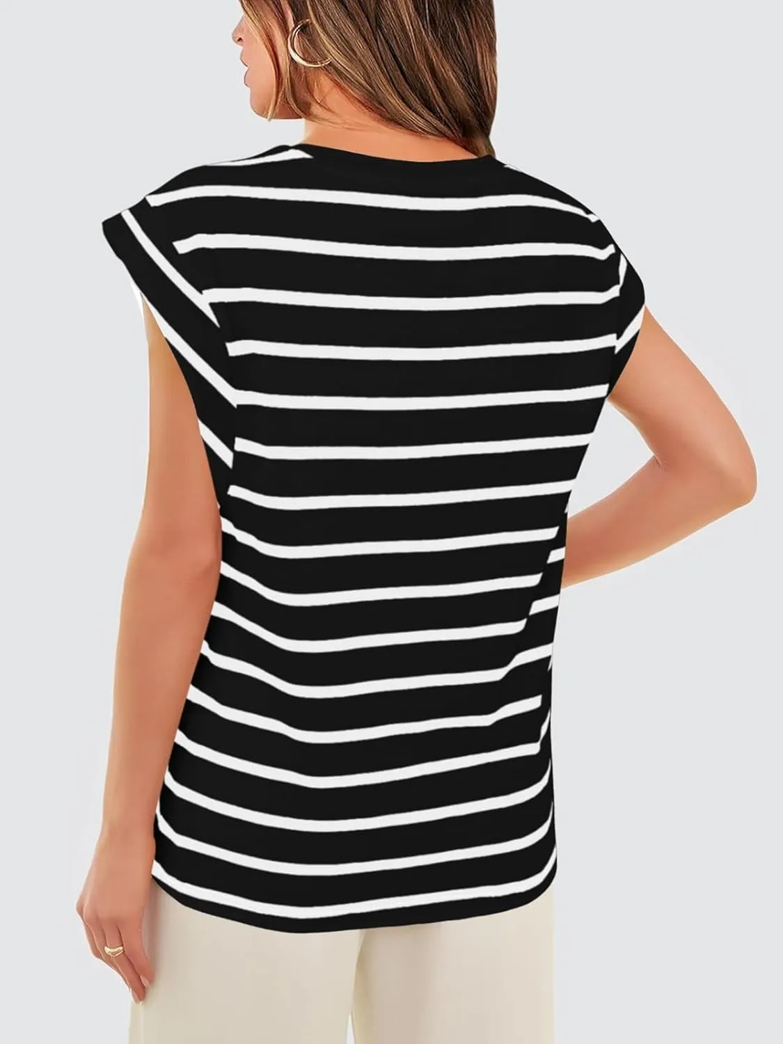 REORIA Womens Summer Cap Sleeve Cotton Tank Tops 2025 Fashion Outfits Loose Fit Dressy Basic Tees Shirts