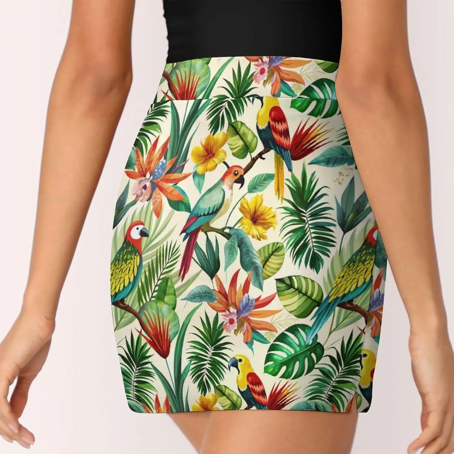 Retro Bird Pattern Women's Athletic Skirts Light Proof A-line Trouser Skirt with Shorts Pockets