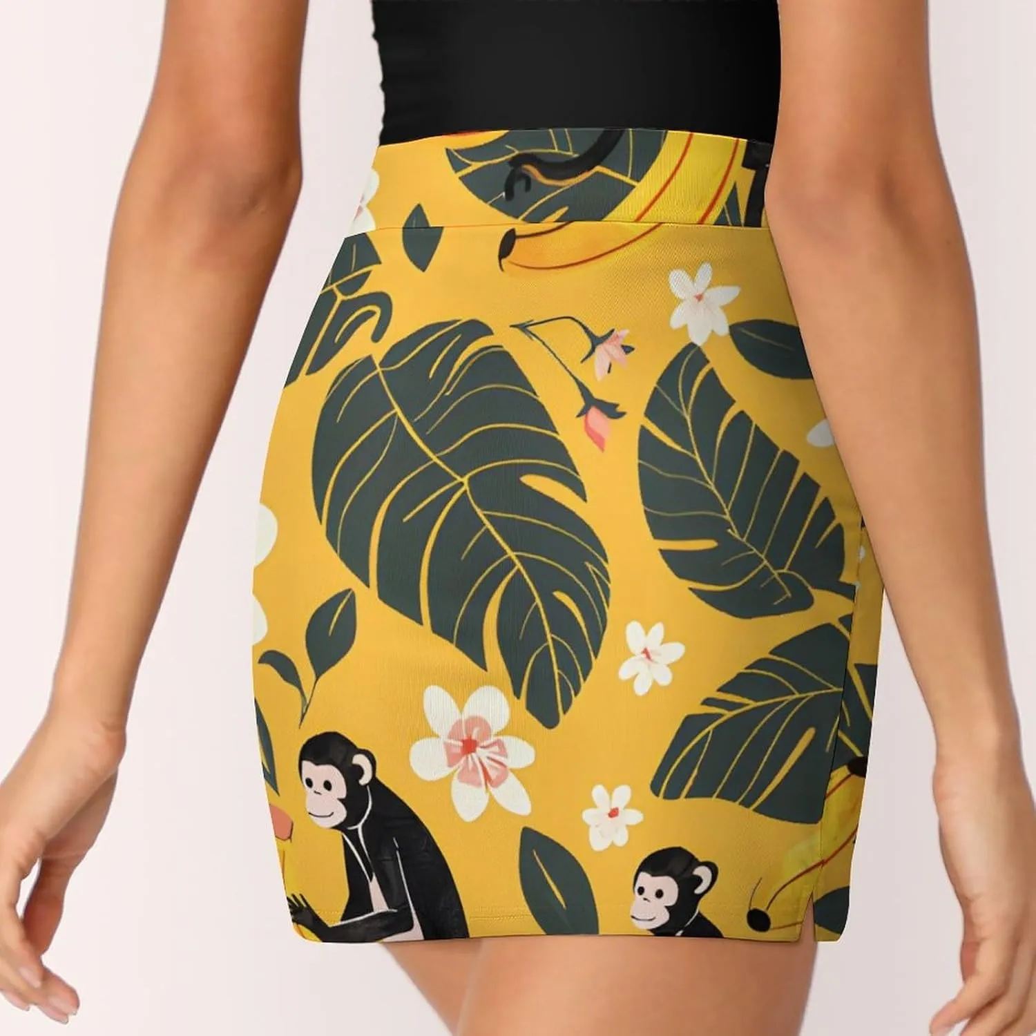 Retro Bird Pattern Women's Athletic Skirts Light Proof A-line Trouser Skirt with Shorts Pockets