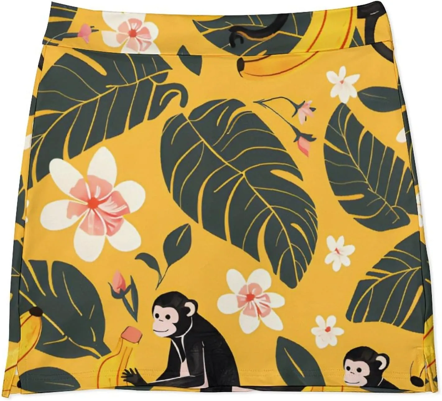 Retro Bird Pattern Women's Athletic Skirts Light Proof A-line Trouser Skirt with Shorts Pockets