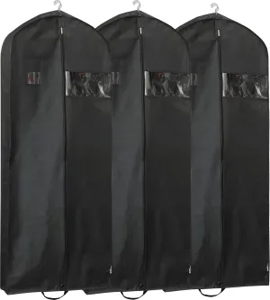 Simple Houseware 60-Inch Travel Garment Bag, Non-Woven, Black, 3 Pack