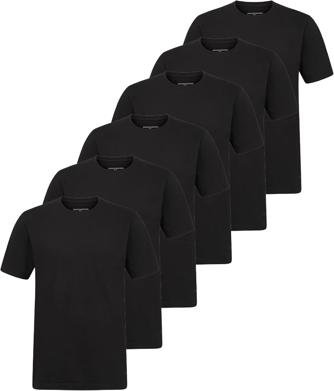Skechers Men's Classic Fit Crew Neck Undershirt, Tag Free T-Shirts, Lightweight Breathable, Moisture-Wicking 6 Pack