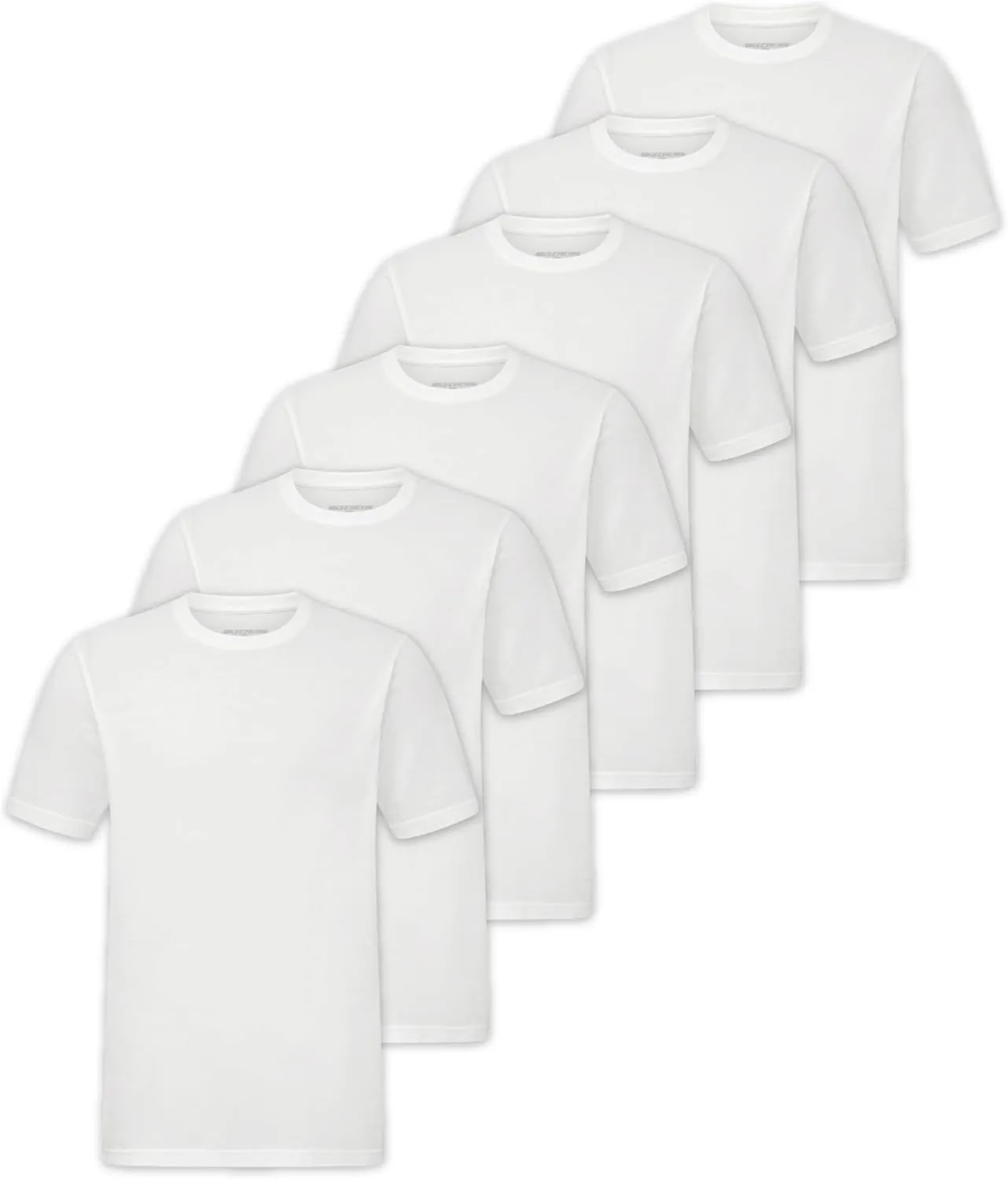 Skechers Men's Classic Fit Crew Neck Undershirt, Tag Free T-Shirts, Lightweight Breathable, Moisture-Wicking 6 Pack