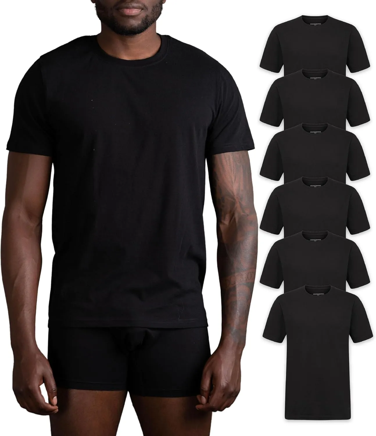 Skechers Men's Classic Fit Crew Neck Undershirt, Tag Free T-Shirts, Lightweight Breathable, Moisture-Wicking 6 Pack