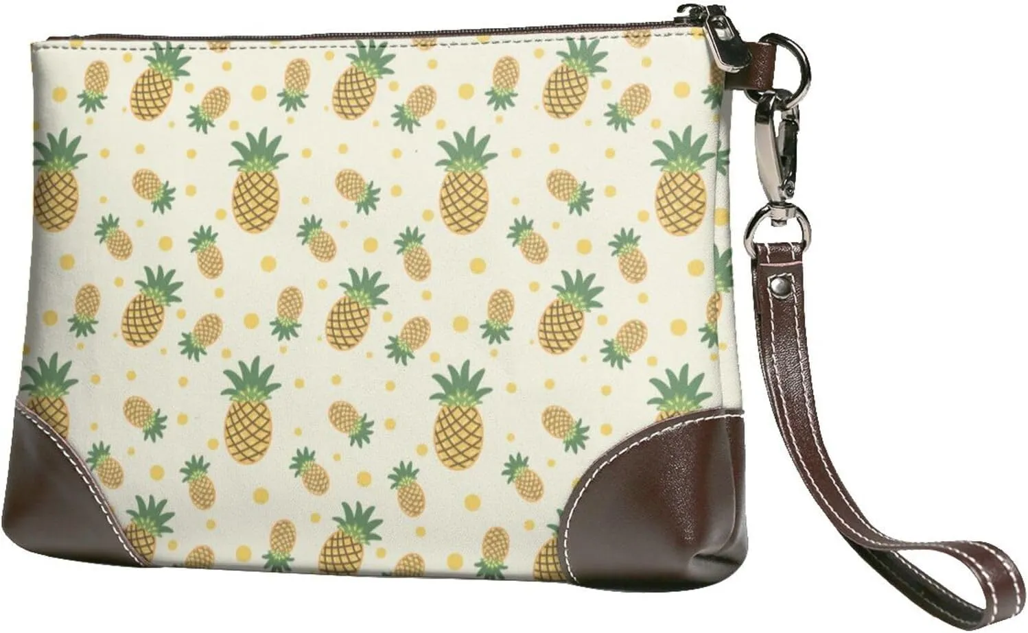 Small Clutch Purses for Women - Crisp Pineapple Leather Wristlet Wallets for Women with Wrist Strap