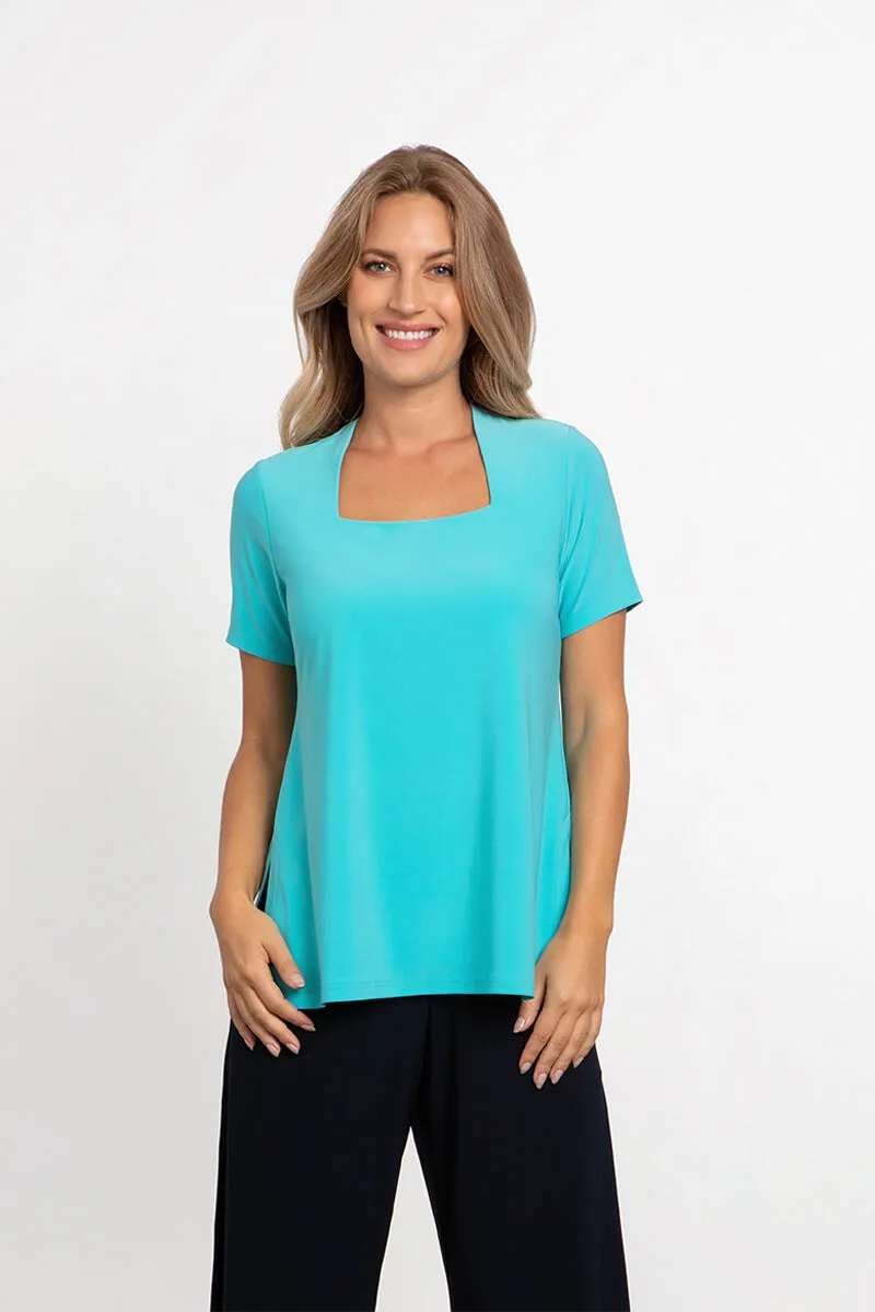 Square Neck Top | Aqua
