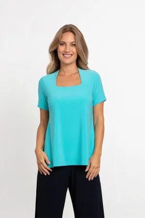 Square Neck Top | Aqua