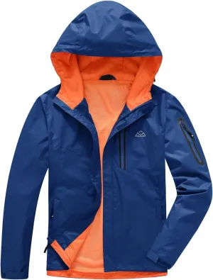 TBMPOY Men's Lightweight Rain Jackets Waterproof Raincoat with Hood Running Cycling Hiking Outdoor Windbreaker